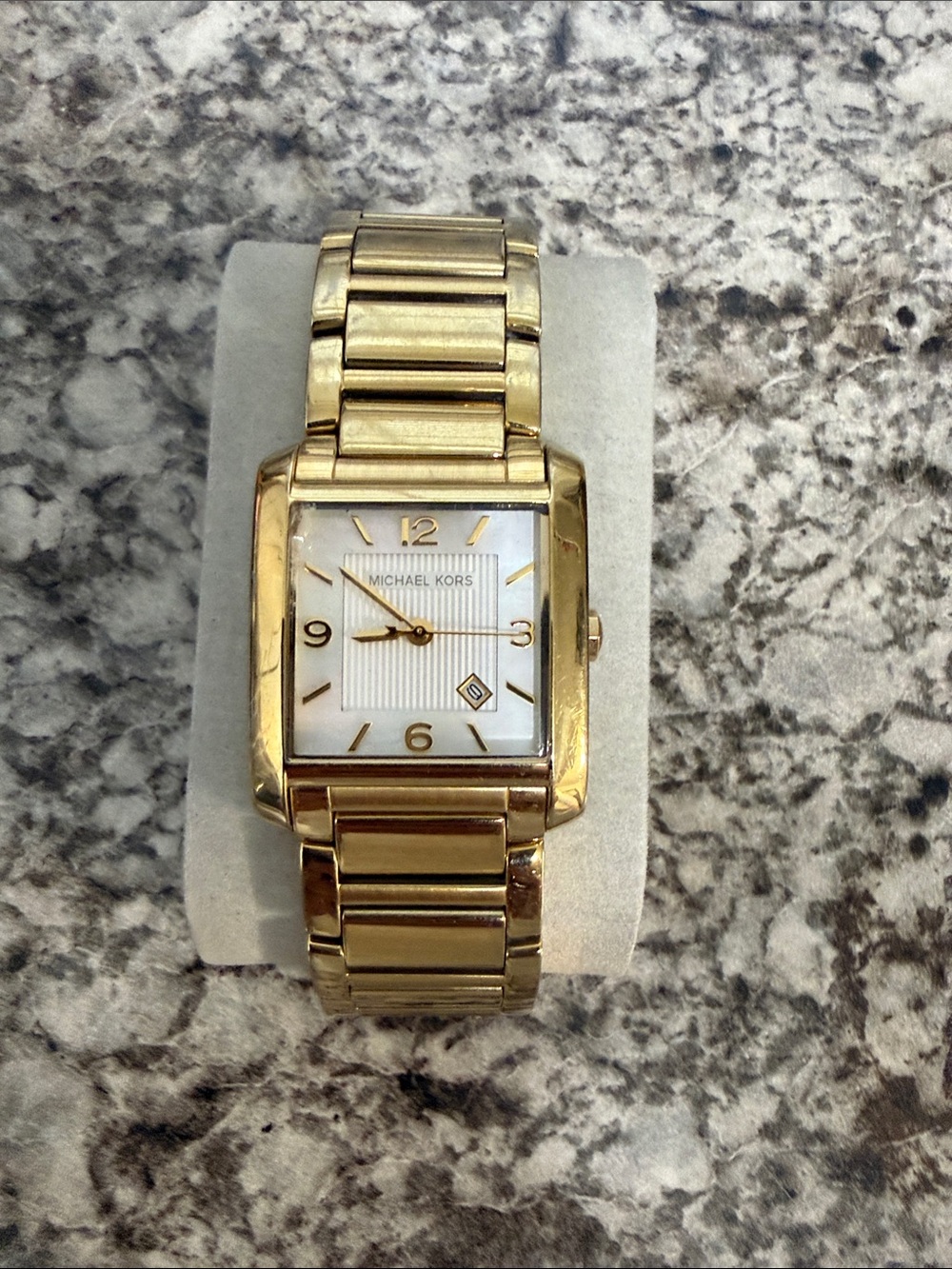 Michael Kors Gold-Tone Square Men’s Bracelet Watch with White Dial